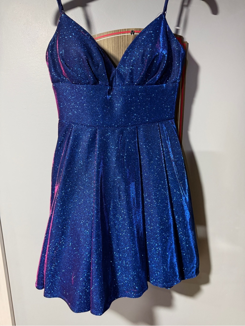 Sparkling Navy Blue Glitter Fit-and-Flare Dress